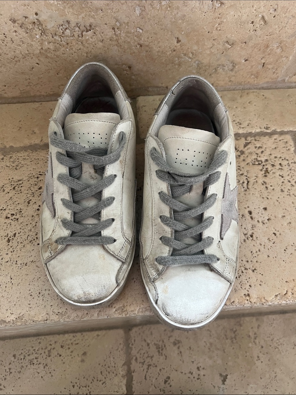 Golden Goose White and Gray Superstar Sneakers - Picture 3 of 3